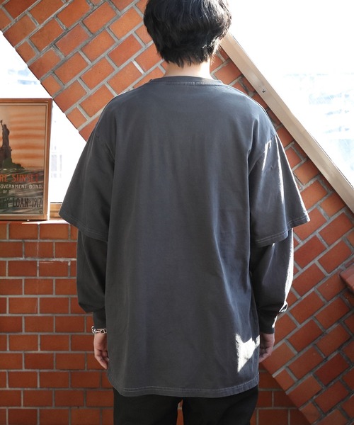 8(eight)(エイト)の「フェイクレイヤードロングTシャツ(Tシャツ/カットソー・メンズ・パープル/キャメル/スミクロ・MEDIUM/LARGE)」の15枚目の写真