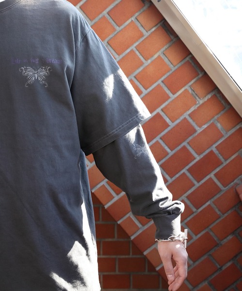 8(eight)(エイト)の「フェイクレイヤードロングTシャツ(Tシャツ/カットソー・メンズ・パープル/キャメル/スミクロ・MEDIUM/LARGE)」の10枚目の写真