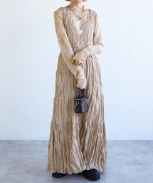 w closet | しわ加工バックリボンカシュクールワンピース(ワンピース)
