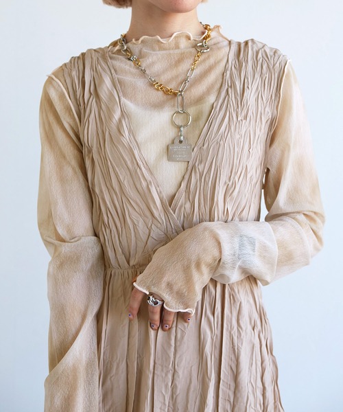 w closet(ダブルクローゼット)の「しわ加工バックリボンカシュクールワンピース(ワンピース・レディース・ベージュ/オフホワイト/ブラック/サックスブルー/オリーブ/アイボリー/ライム/ブルー系その他/スミクロ・FREE)」の11枚目の写真