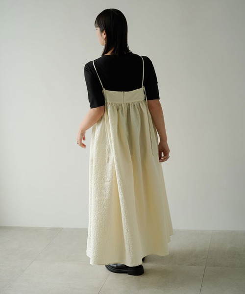 rectangle（レクタングル）の「ジャガードペプラムキャミワンピース（ワンピース・レディース・ブラック/アイボリー・FREE）」の6枚目の写真