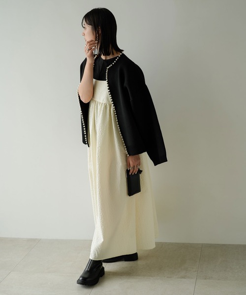 ジャガードペプラムワンピース　amr. ジャガードペプラムキャミワンピース（ワンピース）｜rectangle