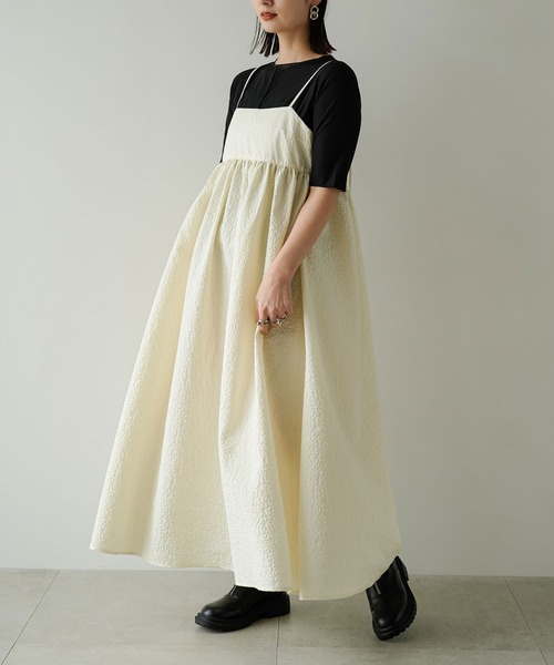 rectangle（レクタングル）の「ジャガードペプラムキャミワンピース（ワンピース・レディース・ブラック/アイボリー・FREE）」の17枚目の写真