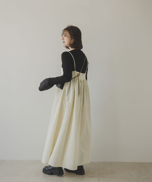 rectangle（レクタングル）の「ジャガードペプラムキャミワンピース（ワンピース・レディース・ブラック/アイボリー・FREE）」の18枚目の写真