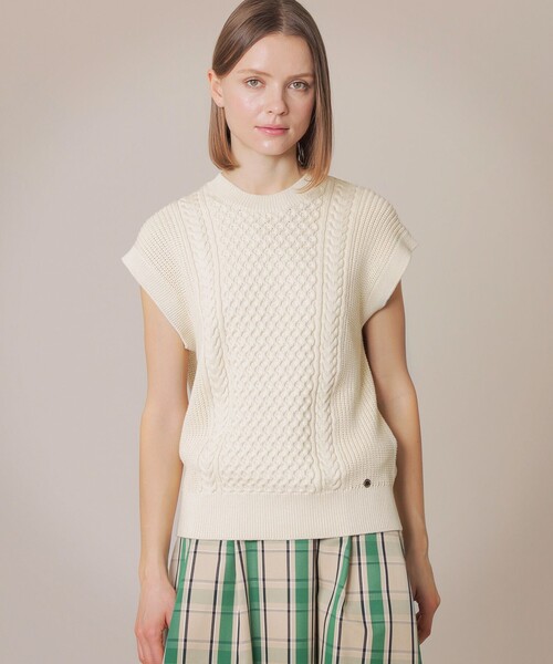 MACKINTOSH LONDON（マッキントッシュ ロンドン）の「ケーブルニットベスト（ベスト・レディース・チャコールグレー/オフホワイト・38）」の2枚目の写真