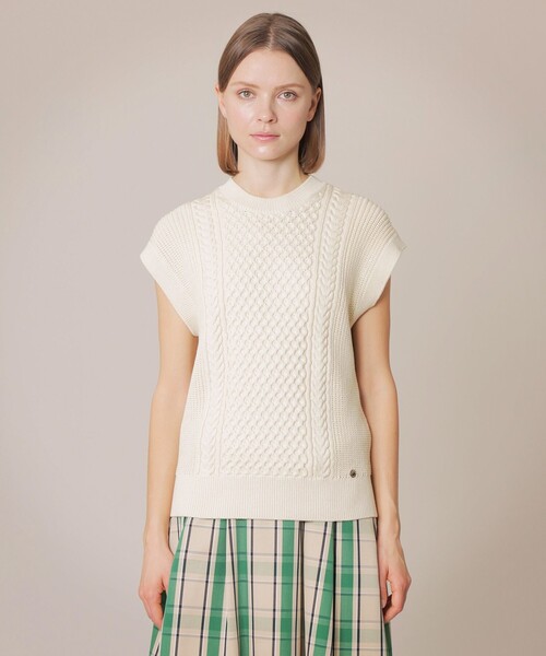 MACKINTOSH LONDON（マッキントッシュ ロンドン）の「ケーブルニットベスト（ベスト・レディース・チャコールグレー/オフホワイト・38）」の4枚目の写真