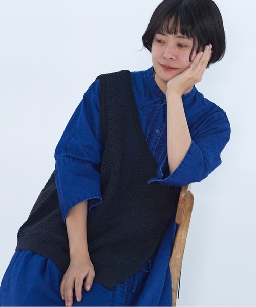 yuni（ユニ ）の「インディゴ コットンリネン ストリングス ワンピース