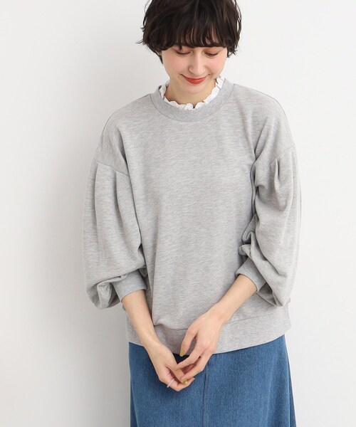 DRESKIP(ドレスキップ)の「◆【大人のためのスウェット】衿フリルレ-スのレイヤード風(スウェット・レディース・グレー/オフホワイト/ブラック・03/02)」の3枚目の写真