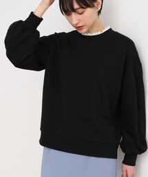 DRESKIP | 【大人のためのスウェット】衿フリルレ－スのレイヤード風(スウェット)