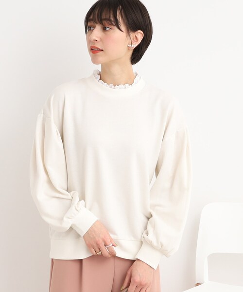 DRESKIP(ドレスキップ)の「◆【大人のためのスウェット】衿フリルレ-スのレイヤード風(スウェット・レディース・グレー/オフホワイト/ブラック・03/02)」の5枚目の写真