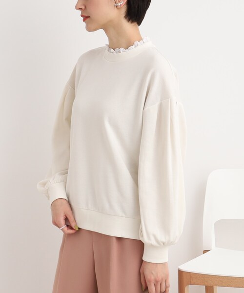 DRESKIP(ドレスキップ)の「◆【大人のためのスウェット】衿フリルレ-スのレイヤード風(スウェット・レディース・グレー/オフホワイト/ブラック・03/02)」の12枚目の写真