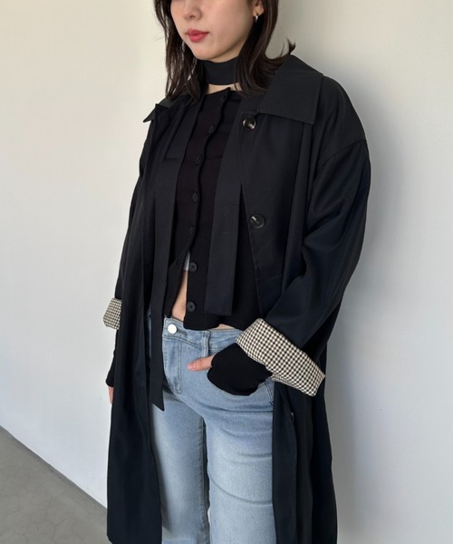 gossip!ロサンゼルス(ゴシップロサンゼルス)の「ステンカラートレンチコート(ステンカラーコート・レディース・ベージュ/ブラック・FREE)」の10枚目の写真