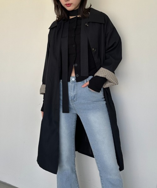 gossip!ロサンゼルス(ゴシップロサンゼルス)の「ステンカラートレンチコート(ステンカラーコート・レディース・ベージュ/ブラック・FREE)」の9枚目の写真