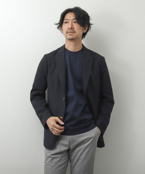 NOLLEY'S goodman（ノーリーズグッドマン）の「シルケットスムース ジャケット用Tシャツ（Tシャツ/カットソー・メンズ・ホワイト/ネイビー/ブラック・L/M/S/XL）」の16枚目の写真