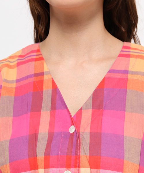 Kastane（カスタネ）の「チェックシャツワンピース（ワンピース・レディース・ピンク/ネイビー・FREE）」の10枚目の写真
