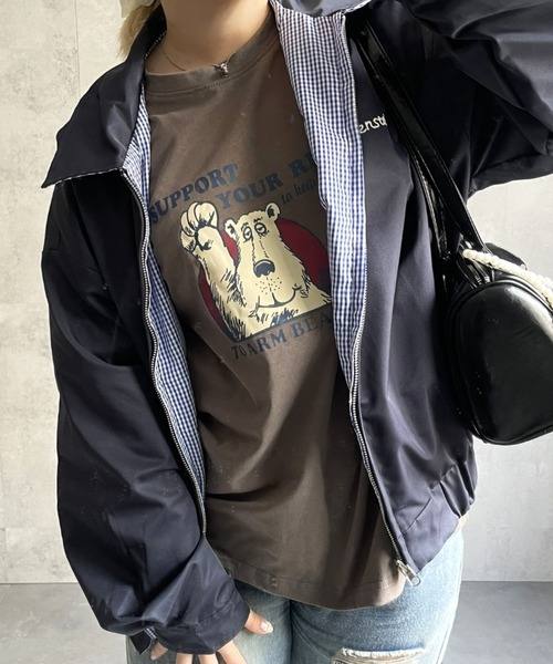 LAC-VERT(ラック・ヴェール)の「【累計販売枚数2万枚突破】ベアプリントTシャツ(Tシャツ/カットソー・レディース・ネイビー/ホワイト/ブラウン/カーキ/イエロー・FREE)」の3枚目の写真