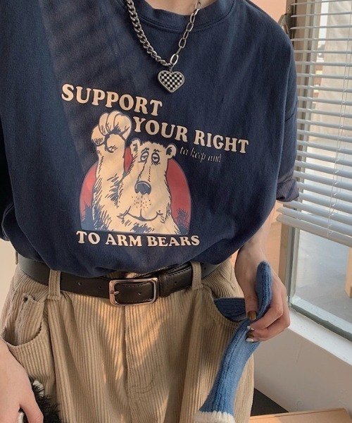 LAC-VERT(ラック・ヴェール)の「【累計販売枚数2万枚突破】ベアプリントTシャツ(Tシャツ/カットソー・レディース・ネイビー/ホワイト/ブラウン/カーキ/イエロー・FREE)」の12枚目の写真