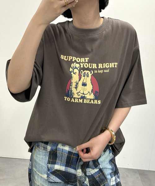 LAC-VERT(ラック・ヴェール)の「【累計販売枚数2万枚突破】ベアプリントTシャツ(Tシャツ/カットソー・レディース・ネイビー/ホワイト/ブラウン/カーキ/イエロー/その他・FREE)」の22枚目の写真