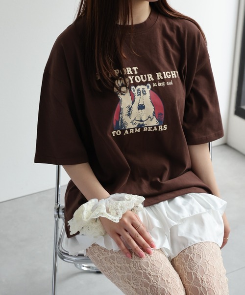LAC-VERT(ラック・ヴェール)の「【累計販売枚数2万枚突破】ベアプリントTシャツ(Tシャツ/カットソー・レディース・ネイビー/ホワイト/ブラウン/カーキ/イエロー/その他・FREE)」の15枚目の写真