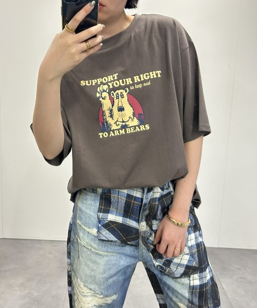 LAC-VERT(ラック・ヴェール)の「【累計販売枚数2万枚突破】ベアプリントTシャツ(Tシャツ/カットソー・レディース・ネイビー/ホワイト/ブラウン/カーキ/イエロー/その他・FREE)」の21枚目の写真