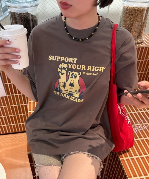LAC-VERT(ラック・ヴェール)の「【累計販売枚数2万枚突破】ベアプリントTシャツ(Tシャツ/カットソー・レディース・ネイビー/ホワイト/ブラウン/カーキ/イエロー/その他・FREE)」の17枚目の写真