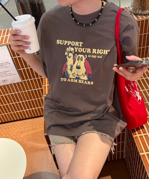 LAC-VERT(ラック・ヴェール)の「【累計販売枚数2万枚突破】ベアプリントTシャツ(Tシャツ/カットソー・レディース・ネイビー/ホワイト/ブラウン/カーキ/イエロー/その他・FREE)」の18枚目の写真