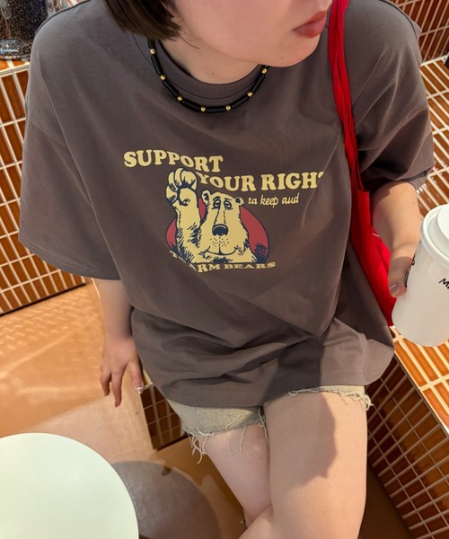 LAC-VERT(ラック・ヴェール)の「【累計販売枚数2万枚突破】ベアプリントTシャツ(Tシャツ/カットソー・レディース・ネイビー/ホワイト/ブラウン/カーキ/イエロー/その他・FREE)」の19枚目の写真