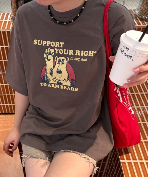 LAC-VERT(ラック・ヴェール)の「【累計販売枚数2万枚突破】ベアプリントTシャツ(Tシャツ/カットソー・レディース・ネイビー/ホワイト/ブラウン/カーキ/イエロー/その他・FREE)」の20枚目の写真