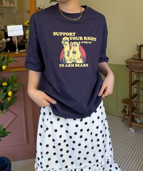 LAC-VERT(ラック・ヴェール)の「【累計販売枚数2万枚突破】ベアプリントTシャツ(Tシャツ/カットソー・レディース・ネイビー/ホワイト/ブラウン/カーキ/イエロー/その他・FREE)」の13枚目の写真