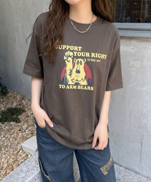 LAC-VERT(ラック・ヴェール)の「【累計販売枚数2万枚突破】ベアプリントTシャツ(Tシャツ/カットソー・レディース・ネイビー/ホワイト/ブラウン/カーキ/イエロー/その他・FREE)」の16枚目の写真