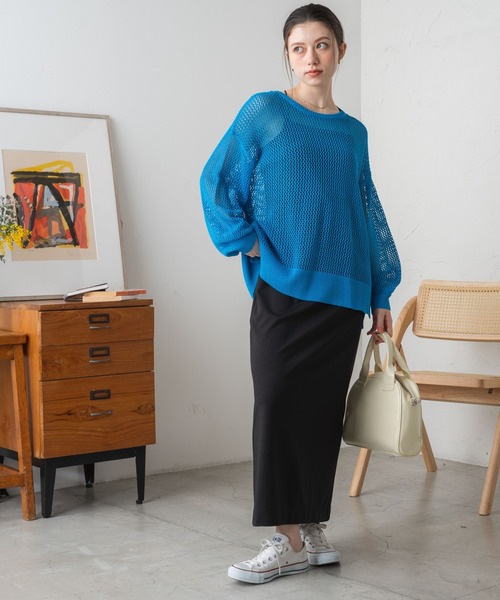 WEGO(ウィゴー)の「WEGO/メッシュニットプルオーバー(ニット/セーター・レディース・ホワイト/ブラック/ブルー/オレンジ/ターコイズブルー・FREE)」の19枚目の写真