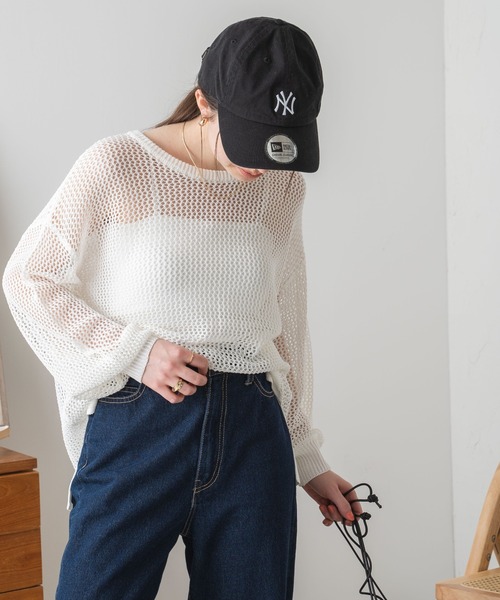 WEGO(ウィゴー)の「WEGO/メッシュニットプルオーバー(ニット/セーター・レディース・ホワイト/ブラック/ブルー/オレンジ/ターコイズブルー・FREE)」の21枚目の写真