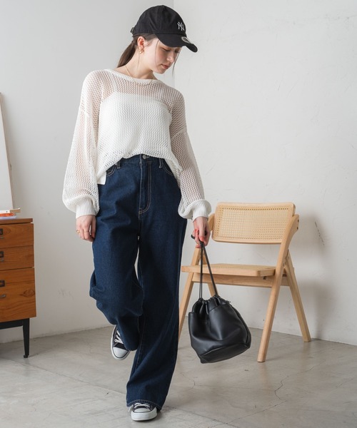 WEGO(ウィゴー)の「WEGO/メッシュニットプルオーバー(ニット/セーター・レディース・ホワイト/ブラック/ブルー/オレンジ/ターコイズブルー・FREE)」の18枚目の写真