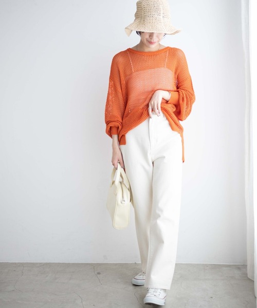 WEGO(ウィゴー)の「WEGO/メッシュニットプルオーバー(ニット/セーター・レディース・ホワイト/ブラック/ブルー/オレンジ/ターコイズブルー・FREE)」の7枚目の写真