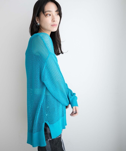 WEGO(ウィゴー)の「WEGO/メッシュニットプルオーバー(ニット/セーター・レディース・ホワイト/ブラック/ブルー/オレンジ/ターコイズブルー・FREE)」の9枚目の写真