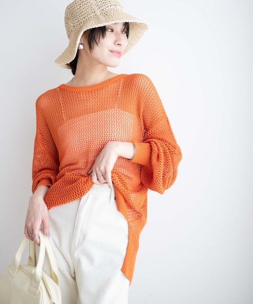 WEGO(ウィゴー)の「WEGO/メッシュニットプルオーバー(ニット/セーター・レディース・ホワイト/ブラック/ブルー/オレンジ/ターコイズブルー・FREE)」の11枚目の写真