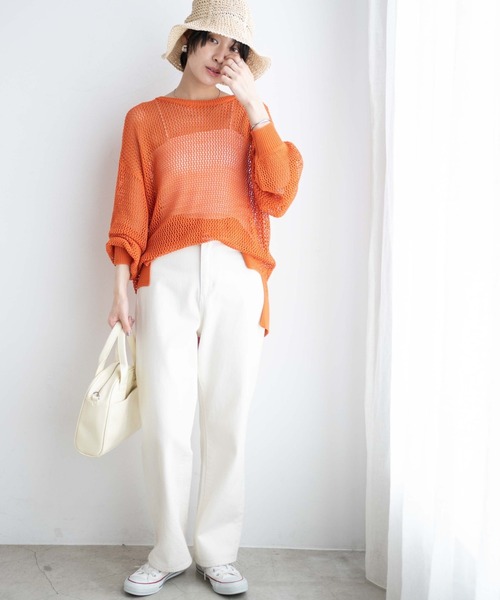 WEGO(ウィゴー)の「WEGO/メッシュニットプルオーバー(ニット/セーター・レディース・ホワイト/ブラック/ブルー/オレンジ/ターコイズブルー・FREE)」の13枚目の写真