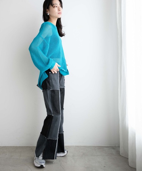 WEGO(ウィゴー)の「WEGO/メッシュニットプルオーバー(ニット/セーター・レディース・ホワイト/ブラック/ブルー/オレンジ/ターコイズブルー・FREE)」の10枚目の写真