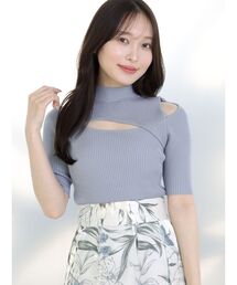 MERCURYDUO | 2WAYスリットボトルネックハーフスリーブニット(ニット/セーター)