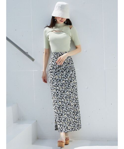 MERCURYDUO（マーキュリーデュオ）の「2WAYスリットボトルネックハーフスリーブニット（ニット/セーター・レディース・ミント/ライトブルー/チャコールグレー/パープル/オフホワイト・FREE）」の7枚目の写真