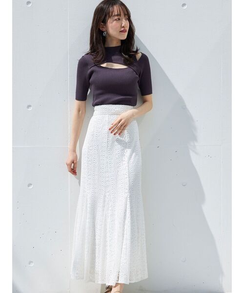 MERCURYDUO（マーキュリーデュオ）の「2WAYスリットボトルネックハーフスリーブニット（ニット/セーター・レディース・ミント/ライトブルー/チャコールグレー/パープル/オフホワイト・FREE）」の13枚目の写真