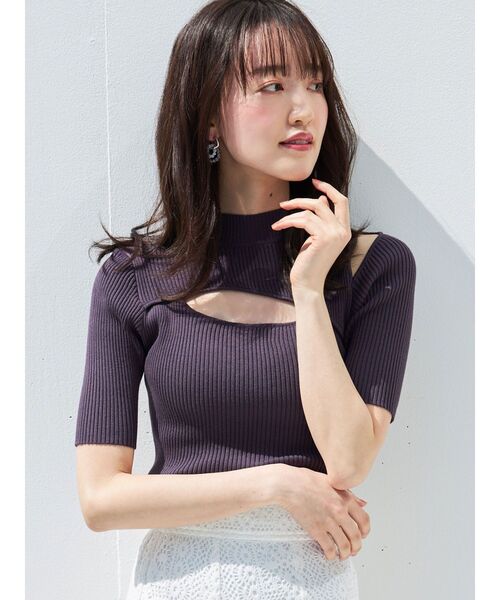 MERCURYDUO（マーキュリーデュオ）の「2WAYスリットボトルネックハーフスリーブニット（ニット/セーター・レディース・ミント/ライトブルー/チャコールグレー/パープル/オフホワイト・FREE）」の15枚目の写真