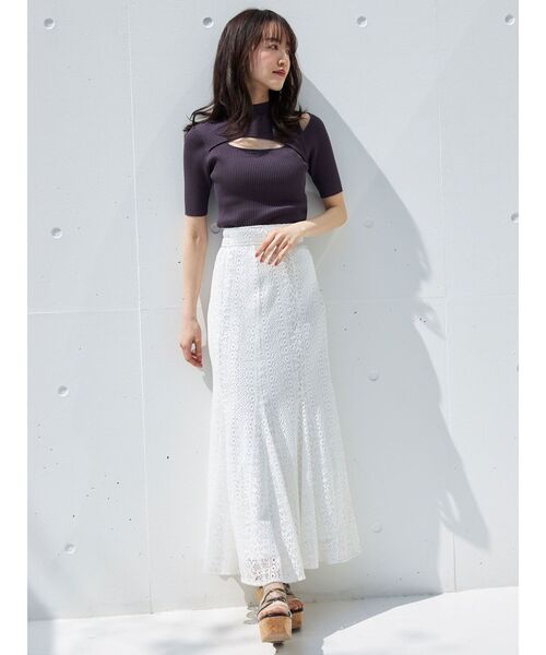 MERCURYDUO（マーキュリーデュオ）の「2WAYスリットボトルネックハーフスリーブニット（ニット/セーター・レディース・ミント/ライトブルー/チャコールグレー/パープル/オフホワイト・FREE）」の17枚目の写真