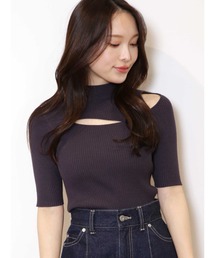 MERCURYDUO | 2WAYスリットボトルネックハーフスリーブニット(ニット/セーター)