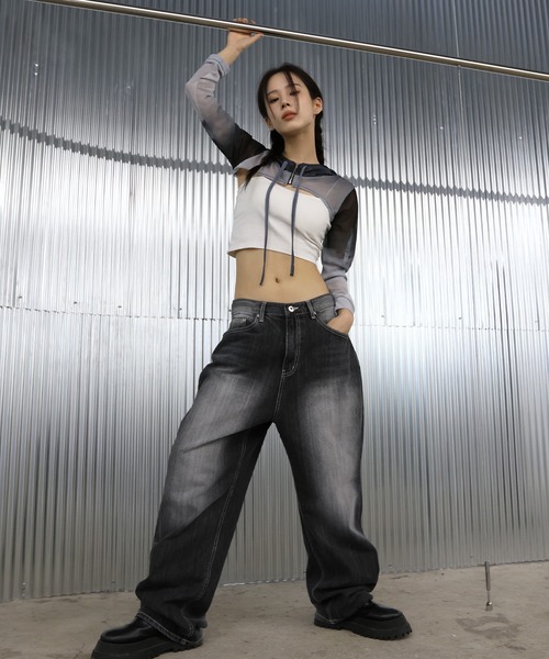 [UNISEX]オールシーズンビンテージウォッシングワイドデニムパンツ（デニムパンツ）｜FOLLOWIN（フォロウィン）