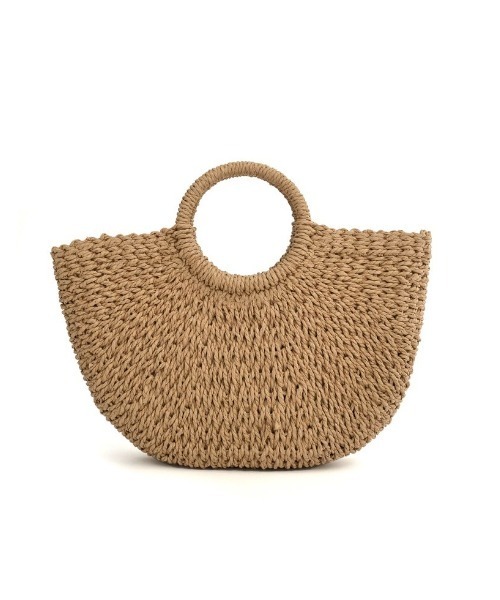 Re:EDIT（リエディ）の「雑材ハーフムーンバッグ（かごバッグ・レディース・ブラック/ベージュ/グレー/ブラウン/チャコールグレー・FREE）」の8枚目の写真