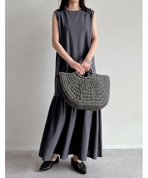 Re:EDIT（リエディ）の「雑材ハーフムーンバッグ（かごバッグ・レディース・ブラック/ベージュ/グレー/ブラウン/チャコールグレー・FREE）」の17枚目の写真