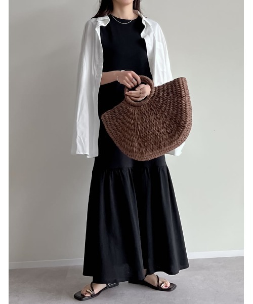 Re:EDIT（リエディ）の「雑材ハーフムーンバッグ（かごバッグ・レディース・ブラック/ベージュ/グレー/ブラウン/チャコールグレー・FREE）」の13枚目の写真