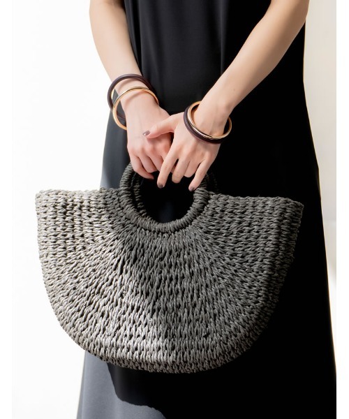 Re:EDIT（リエディ）の「雑材ハーフムーンバッグ（かごバッグ・レディース・ブラック/ベージュ/グレー/ブラウン/チャコールグレー・FREE）」の20枚目の写真