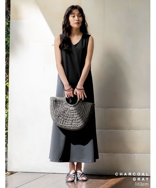 Re:EDIT（リエディ）の「雑材ハーフムーンバッグ（かごバッグ・レディース・ブラック/ベージュ/グレー/ブラウン/チャコールグレー・FREE）」の21枚目の写真